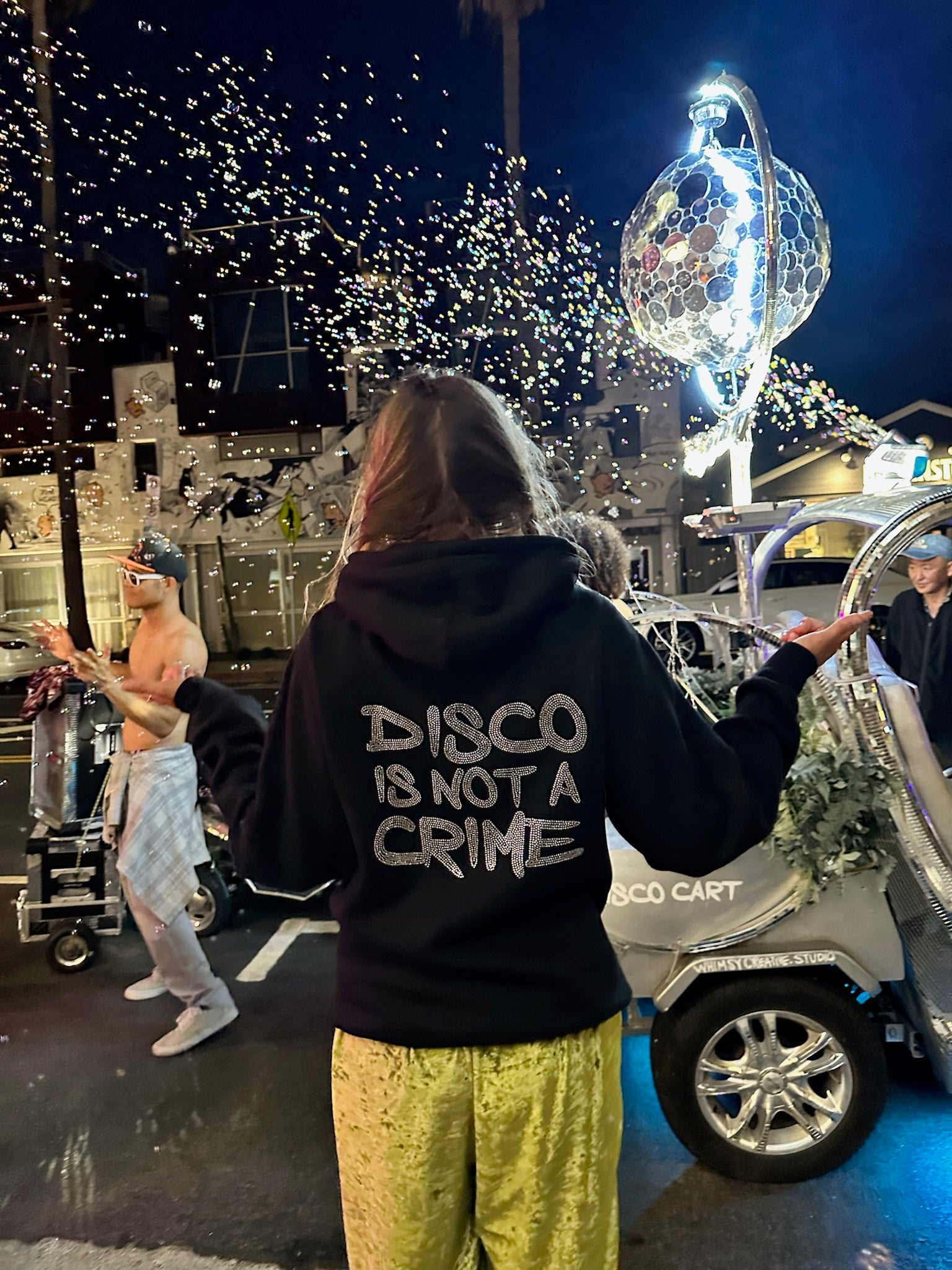 DISCO IS NOT A CRIME RHINESTONE HOODIE